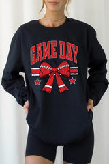 UL240-E3062 Red Game Day Football Bow Graphic Long Sleeve Tee $13.75