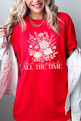 5000-E3116 God Is Good Floral Graphic Heavy Cotton Tee $9