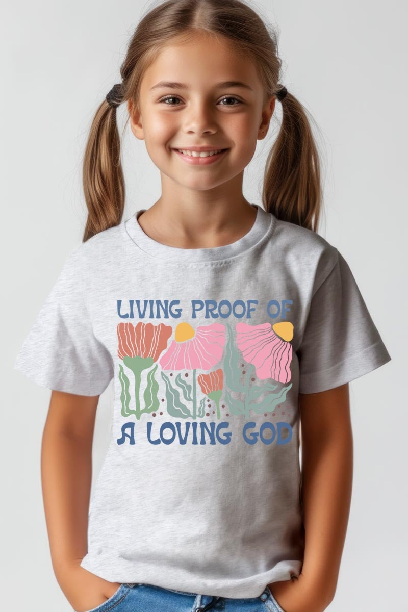 US3001Y-E3066Z Living Proof of a Loving God Kids Graphic Tee $11