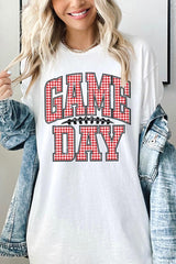 5000P-E3126 Red Gingham Game Day Graphic Plus Heavy Cotton Tee $12.75