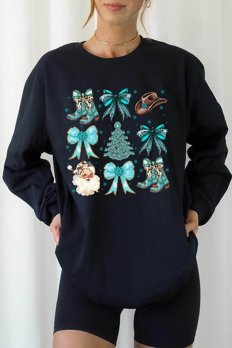 UL240P-E3180 Western Christmas Graphic Plus Long Sleeve Tee $17
