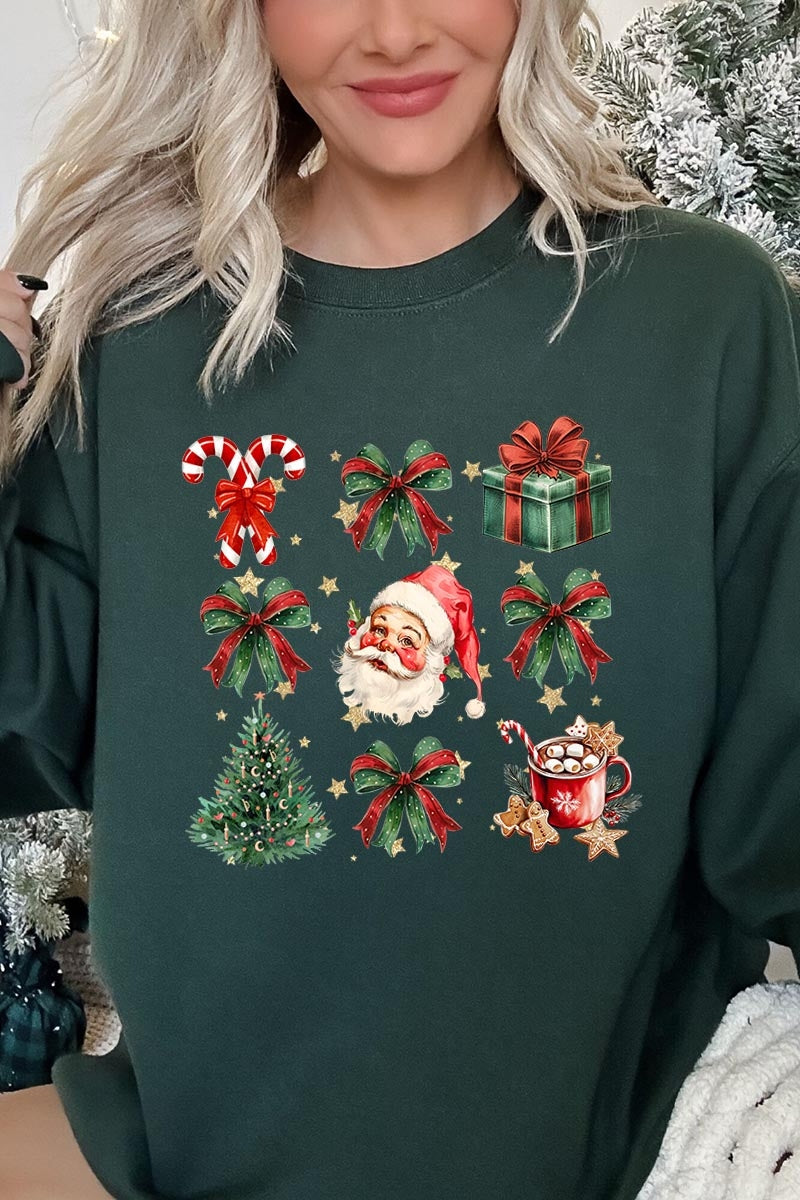 UL180-E3217 Santa Gifts & Bows Christmas Graphic Sweatshirt $20
