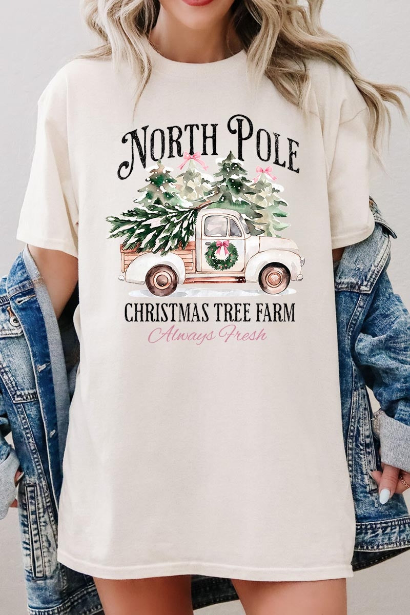 5000P-E3174 North Pole Christmas Graphic Plus Heavy Cotton Tee $12.75