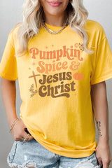 5000-E3164 Pumpkin Spice & Jesus Graphic Heavy Cotton Tee $9