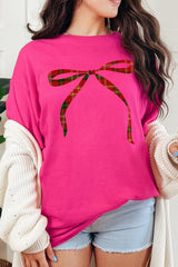 5000P-E3211 Red Bow Christmas Graphic Plus Heavy Cotton Tee $12.75