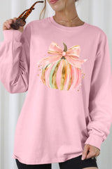 UL240-E3083 Brushstroke Pumpkin Graphic Long Sleeve Tee $13.75