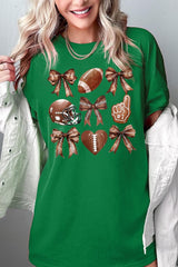 5000P-E3054 Cute Football and Bow Graphic Plus Heavy Cotton Tee $12.75