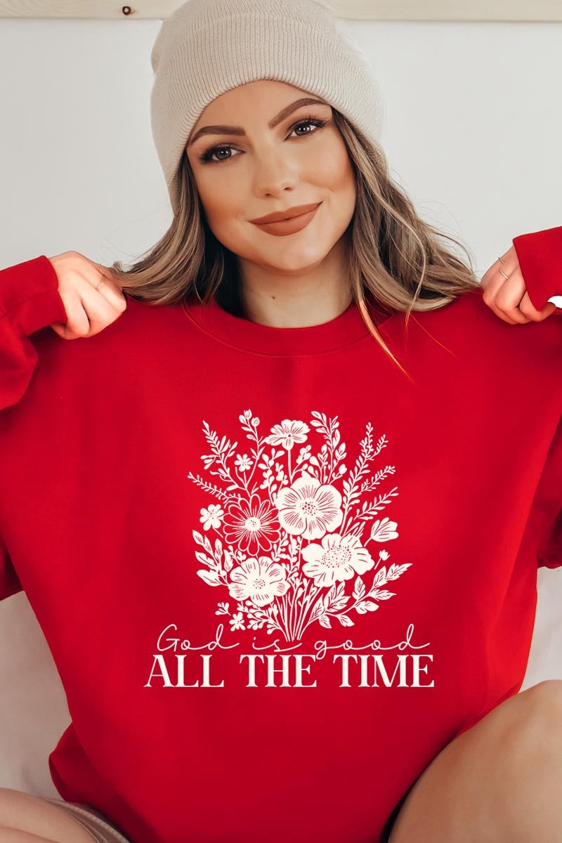 UL180-E3116 God Is Good Floral Graphic Sweatshirt $20