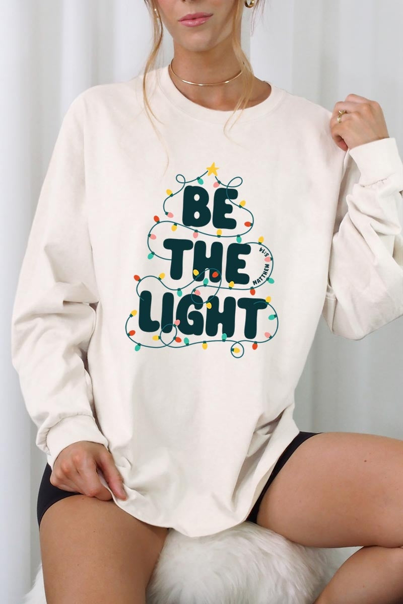 UL240-E3202 Be the Light Christmas Graphic Long Sleeve Tee $13.75
