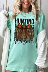 US3001-E3190 Hunting Pumpkin Bow Graphic Tee $12.5