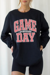 UL240P-E3126 Red Gingham Game Day Graphic Plus Long Sleeve Tee $17