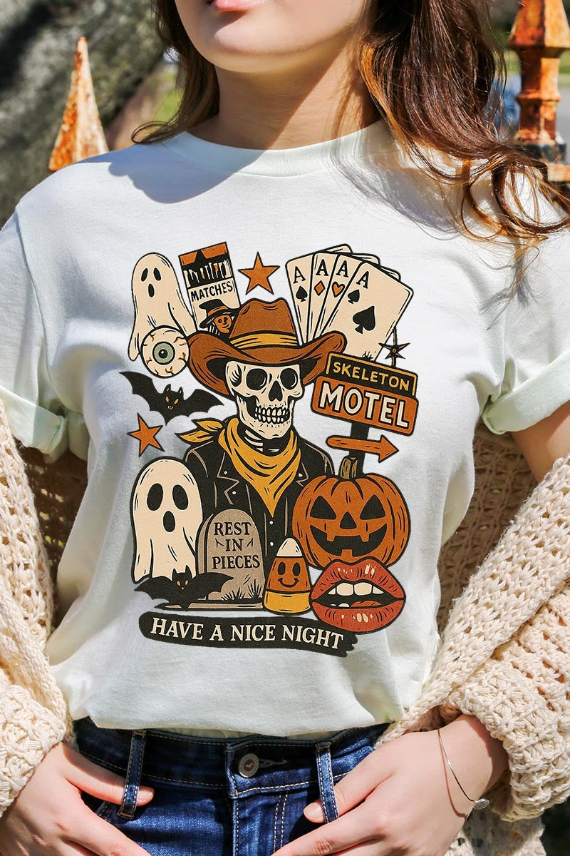 US3001P-E3107 Spooky Western Skeleton Graphic Plus Tee $16