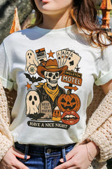 US3001-E3107 Spooky Western Skeleton Graphic Tee $12.5