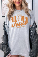 US3001-E3143 Are You Fall O Ween Jesus Graphic Tee $12.5