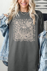 5000P-E3112 Pumpkin Botanical Graphic Plus Heavy Cotton Tee $12.75