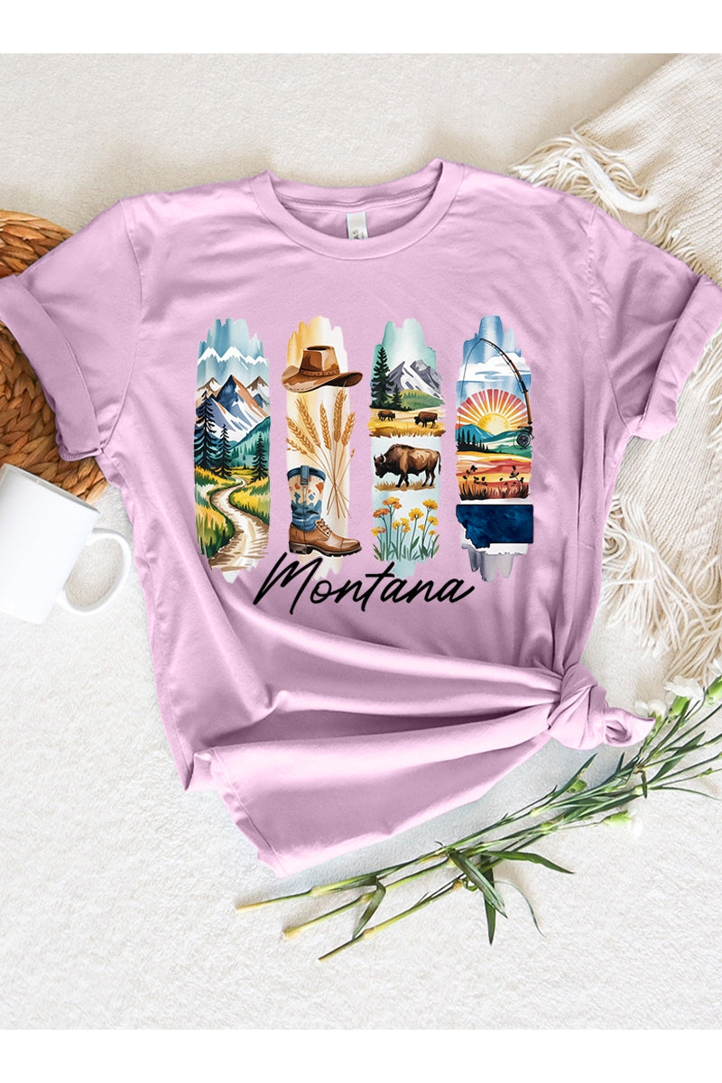 US3001-E3061MT Montana State Brushstroke Graphic Tee $12.5