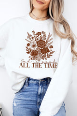 UL180P-E3116 God Is Good Floral Graphic Plus Sweatshirt $25