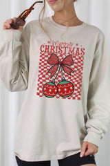UL240-E3196 Cherry Ornament Christmas Graphic Long Sleeve Tee $13.75