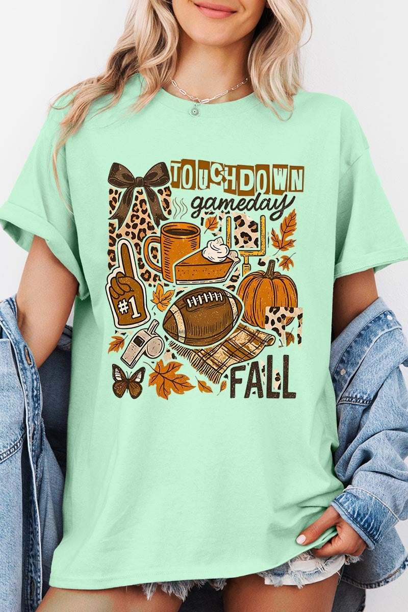 5000P-E3134 Fall Football Collage Plus Heavy Cotton Tee $12.75