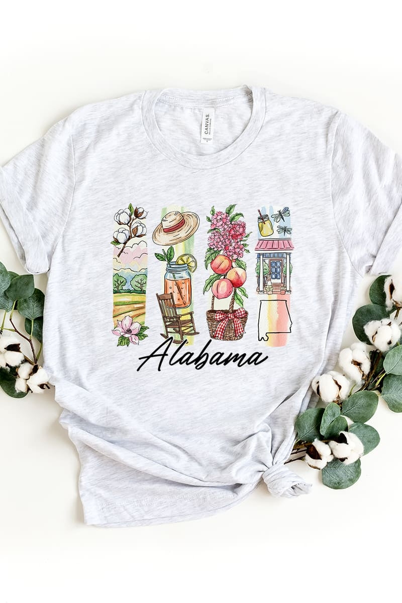 US3001-E3061AL Alabama State Brushstroke Graphic Tee $12.5