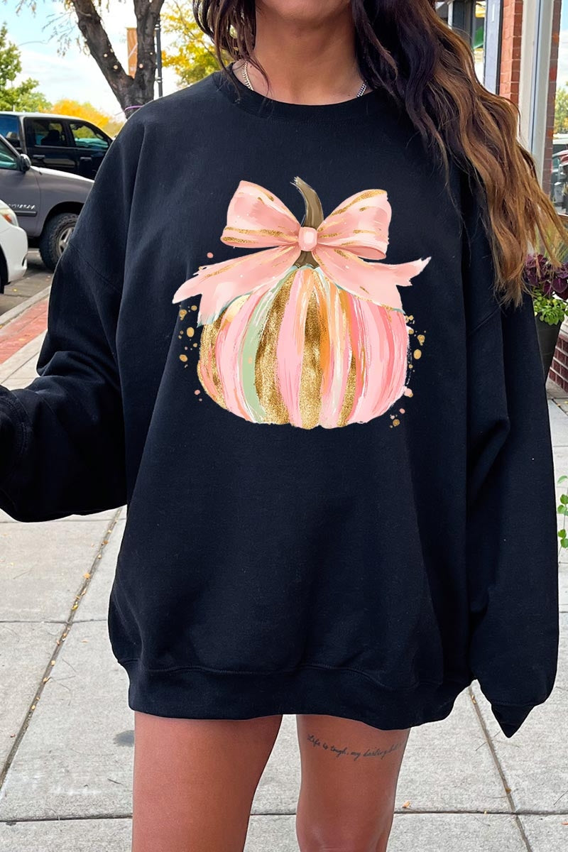 UL180-E3083 Brushstroke Pumpkin Graphic Sweatshirt $20