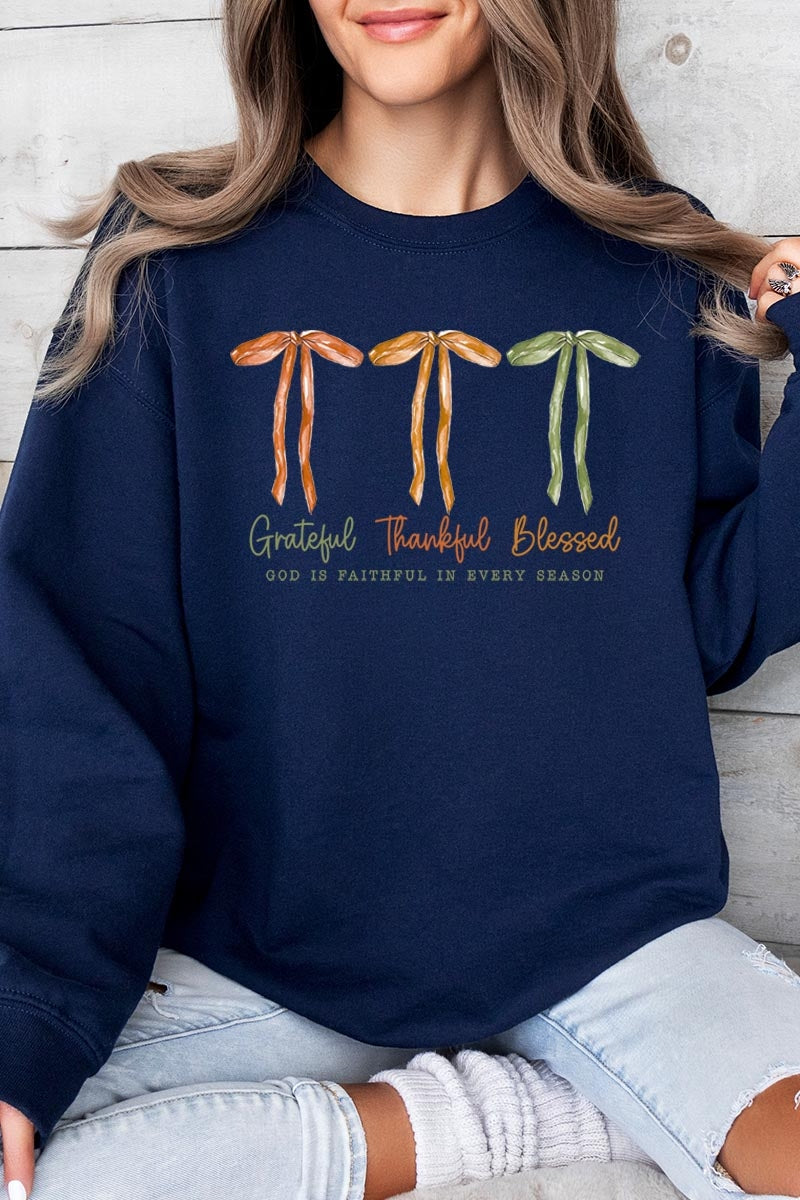 UL180P-E3111 Grateful Thankful Blessed Graphic Plus Sweatshirt $25
