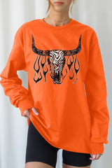 UL240-E3176 Western Bullskull Graphic Long Sleeve Tee $13.75