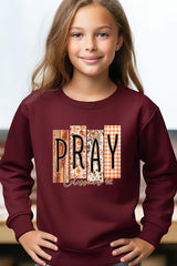 UL180B-E3166Z Pray Fall Christian Kids Graphic Sweatshirt $20