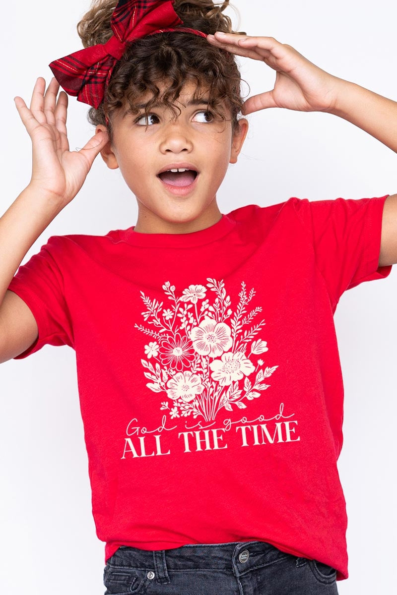 US3001Y-E3116Z God Is Good Floral Kids Graphic Tee $11
