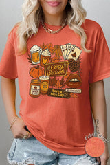 5000P-E3119 Retro Fall Collage Graphic Plus Heavy Cotton Tee $12.75