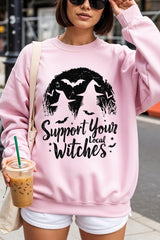 UL180P-E3161 Local Witches Halloween Graphic Plus Sweatshirt $25