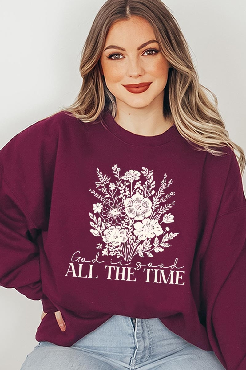UL180-E3116 God Is Good Floral Graphic Sweatshirt $20