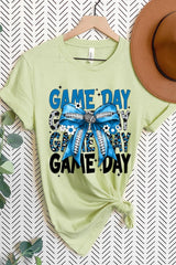 US3001P-E3089 Blue Silver Football Game Day Bow Graphic Plus Tee $16