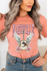 US3001-E3157 Nashville Rose Graphic Tee $12.5