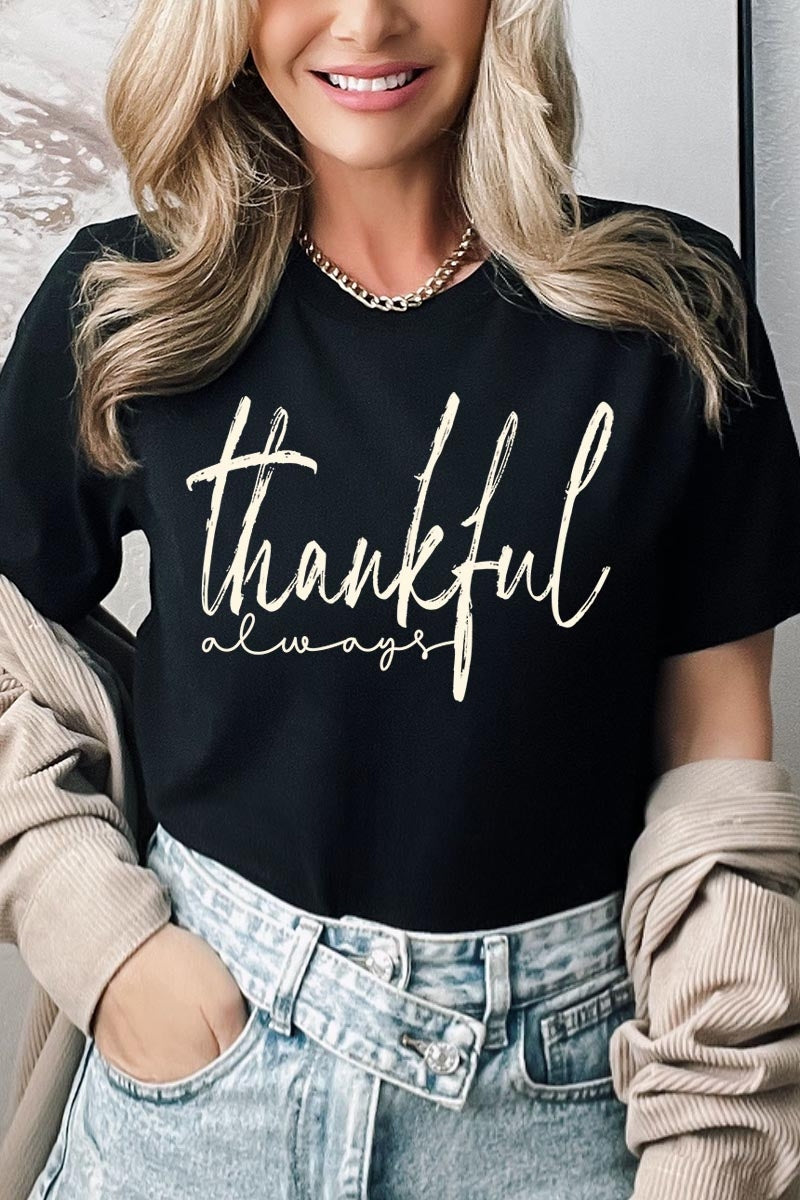 US3001P-E3170 Thankful Graphic Plus Tee $16