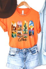 US3001-E3061UT Utah State Brushstroke Graphic Tee $12.5