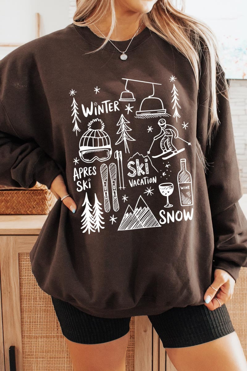 UL180P-E3188 Ski Doodle Graphic Plus Sweatshirt $25
