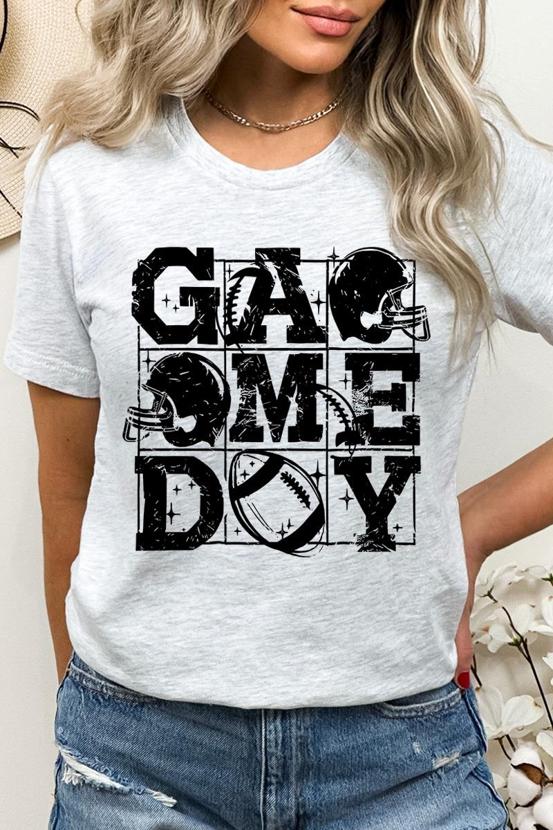 US3001-E3073 Distressed Game Day Graphic Tee $12.5