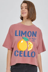 CTS-E3056 Limoncello Graphic Relaxed Crop Top $10.5