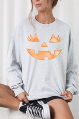 UL240P-E3148 Cute Pumpkin Halloween Plus Long Sleeve Tee $17