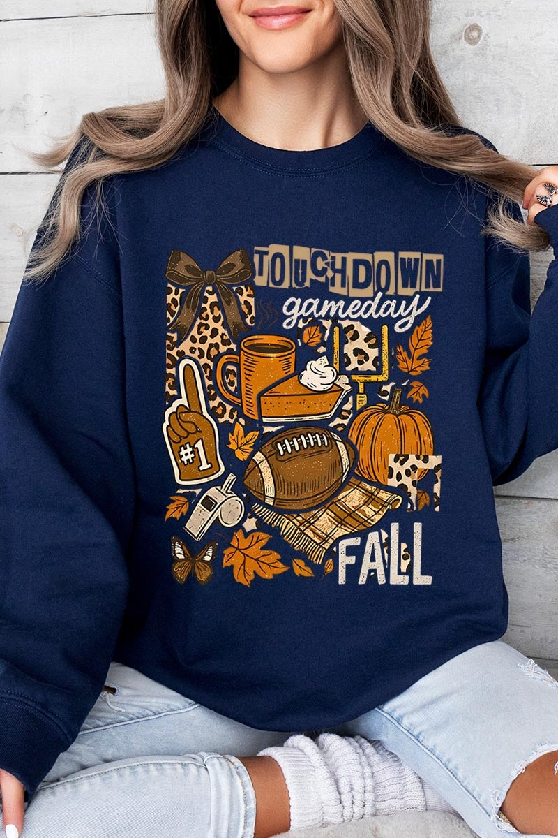 UL180P-E3134 Fall Football Collage Graphic Plus Sweatshirt $25