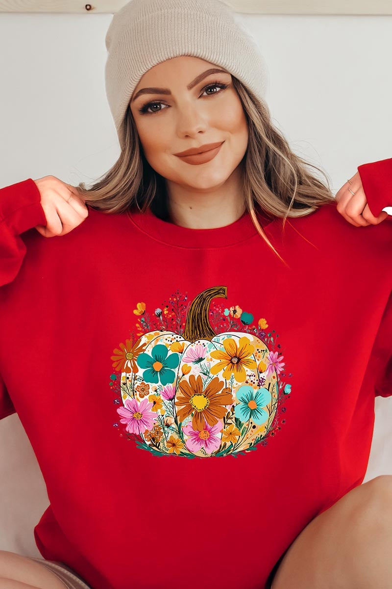 UL180P-E3118 Floral Pumpkin Graphic Plus Sweatshirt $25