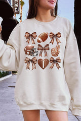 UL180-E3054 Cute Football and Bow Graphic Sweatshirt $20