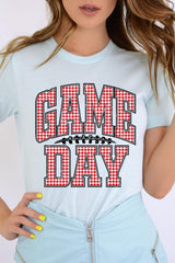 US3001-E3126 Red Gingham Game Day Graphic Tee $12.5