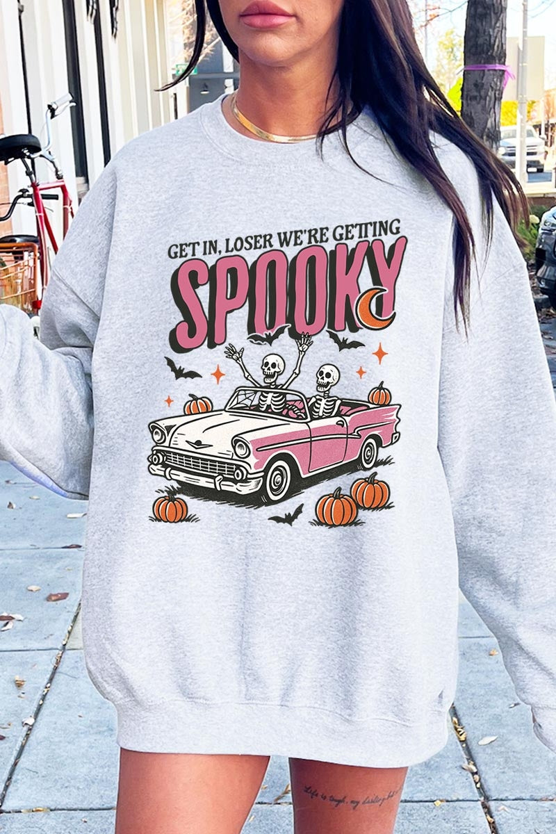 UL180-E3142 Spooky Skeleton Graphic Sweatshirt $20