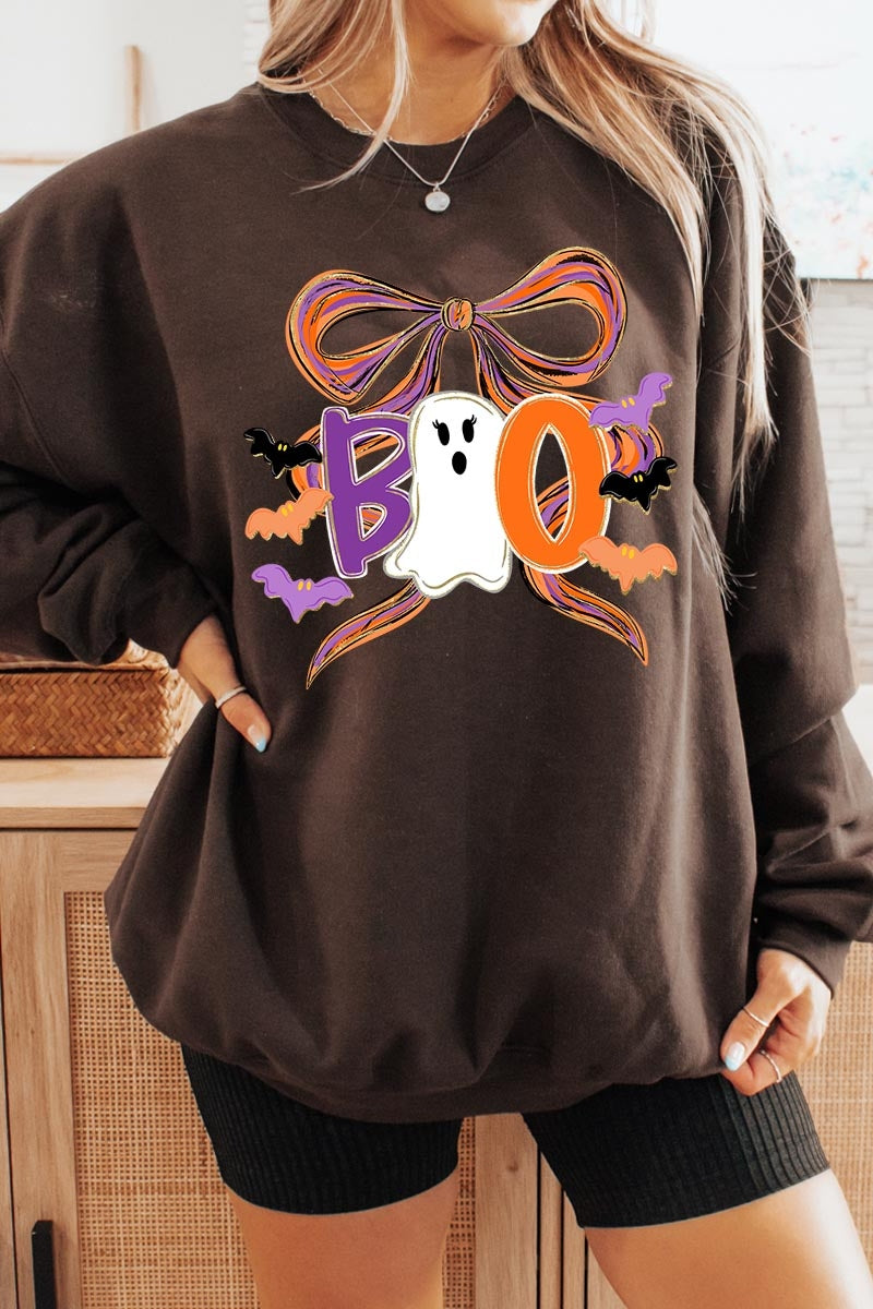 UL180-E3120 Boo Brushstroke Bow Graphic Sweatshirt $20