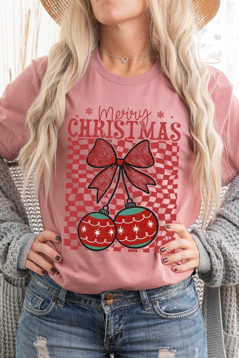 US3001-E3196 Cherry Ornament Christmas Graphic Tee $12.5