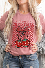 US3001P-E3196 Cherry Ornament Christmas Graphic Plus Tee $16