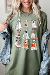5000P-E3106 Halloween Ghost Dog Graphic Plus Heavy Cotton Tee $12.75