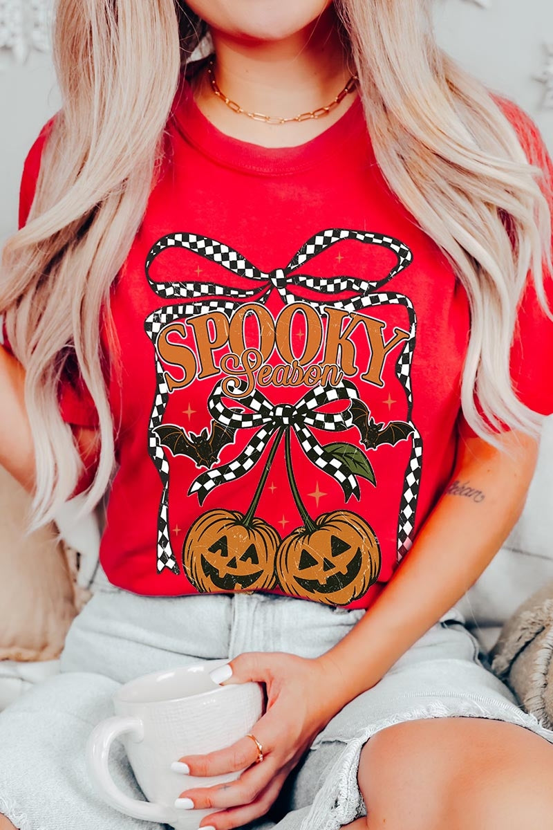 US3001-E3085 Pumpkin Cherries Graphic Tee $12.5